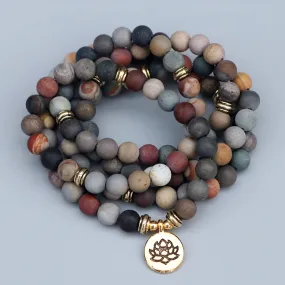 108 Natural Matte Jasper Gemstone Mala Bracelet