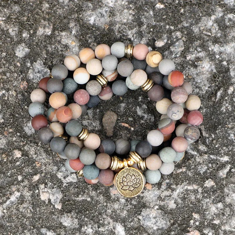 108 Natural Matte Jasper Gemstone Mala Bracelet