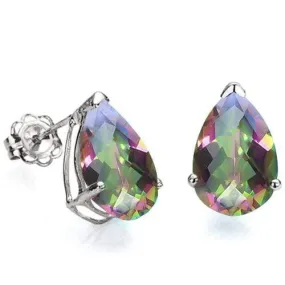 1.14 CT MYSTIC GEMSTONE 10KT SOLID GOLD EARRINGS STUD