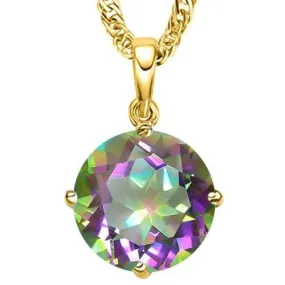 1/2 CT MYSTIC GEMSTONE 10KT SOLID YELLOW GOLD PENDANT