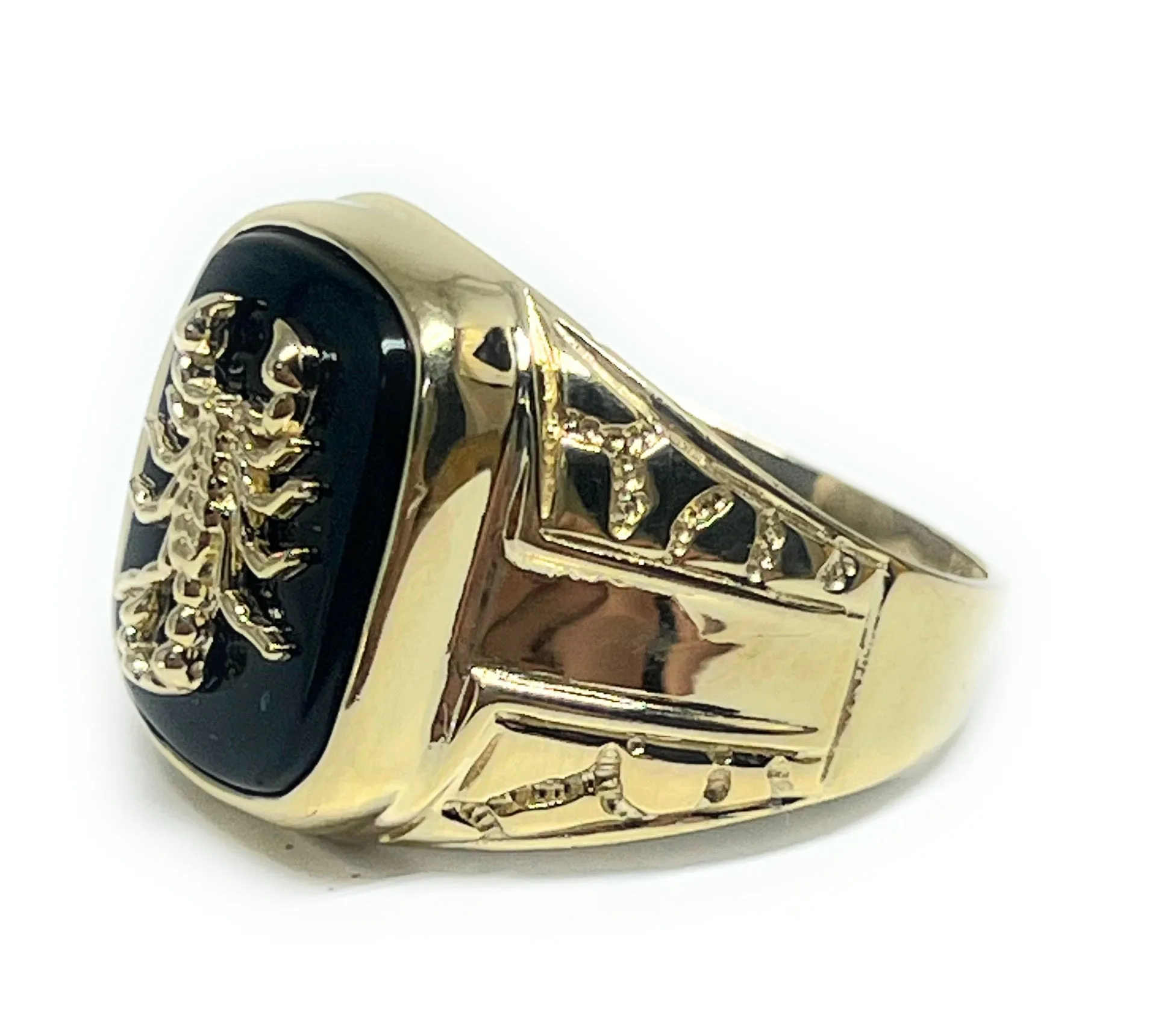 14k Solid Gold SCORPION ONYX Ring (8.3g)