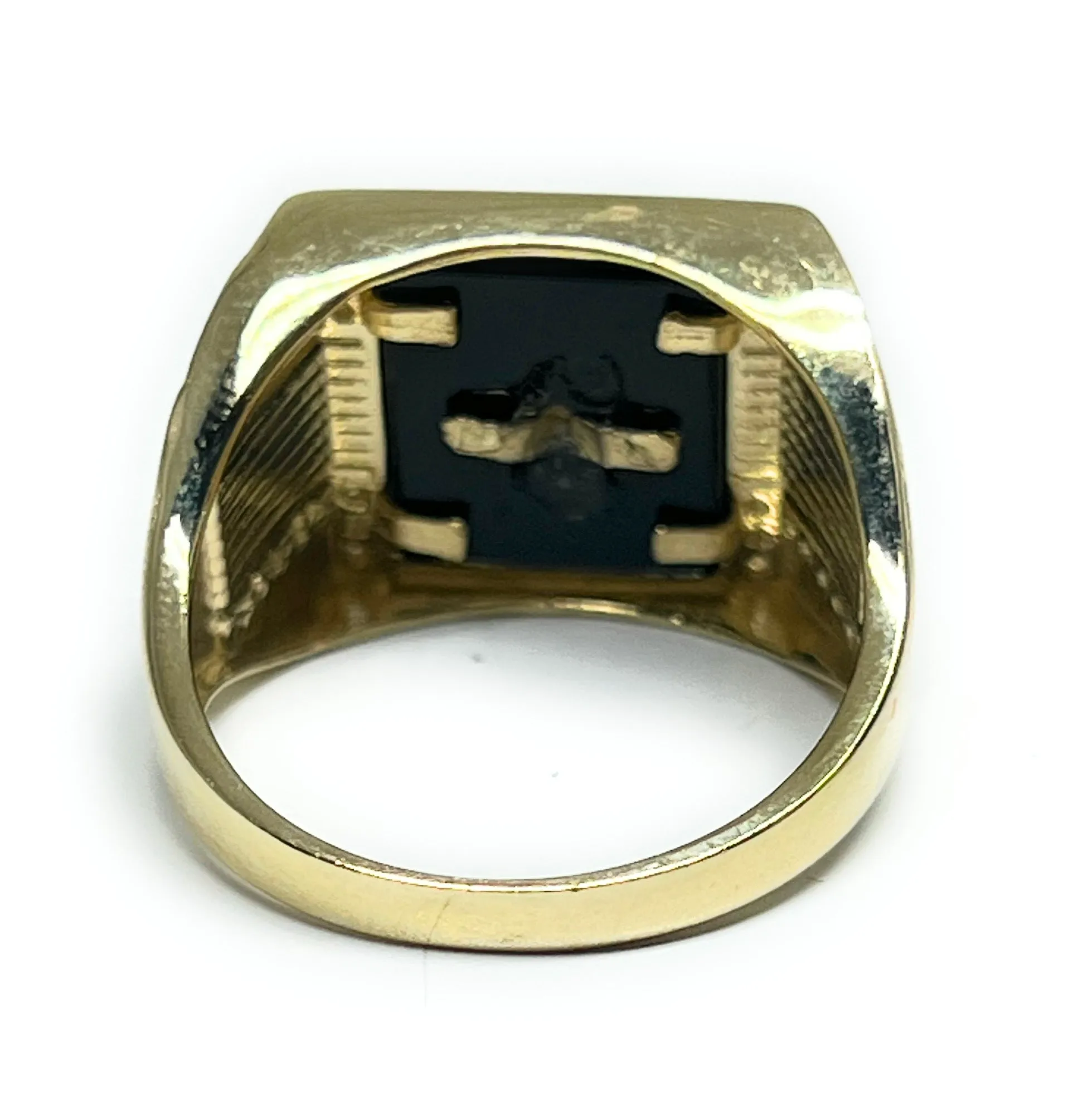 14k Solid Gold Virrgin Mary ONYX CZ Ring (9g)