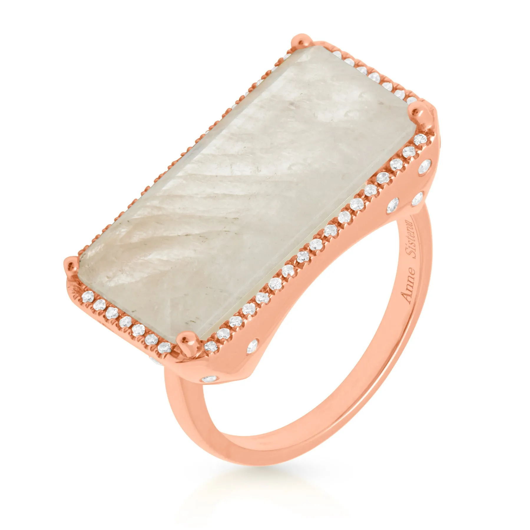 14KT Rose Gold Diamond Base Moonstone Ring