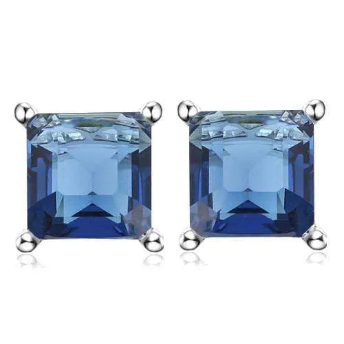 1.50 CT CREATED LONDON BLUE TOPAZ 10KT SOLID GOLD EARRINGS STUD