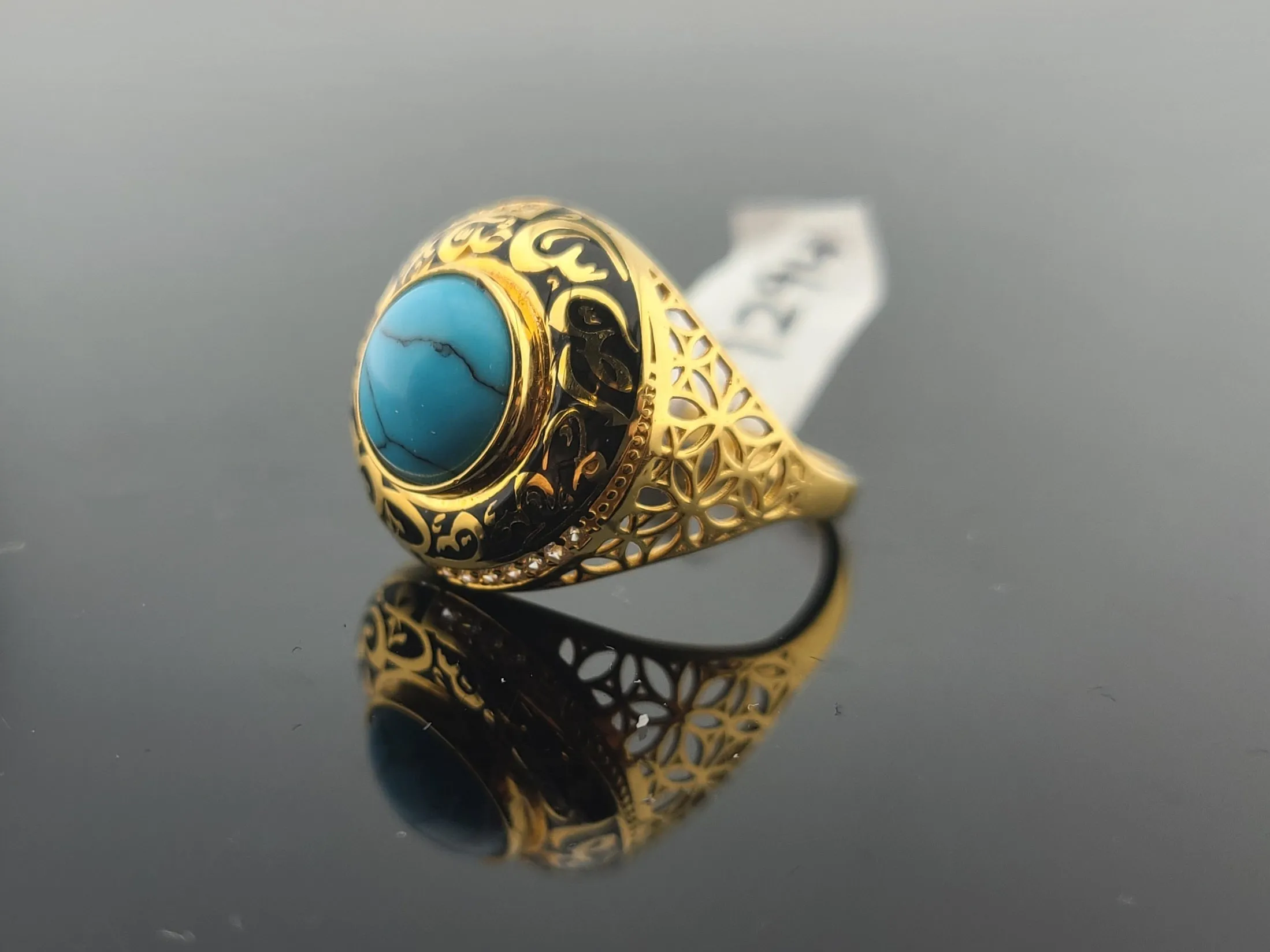 21K Solid Gold Turkish Gemstone Ring R9294