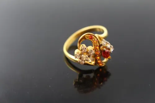 22k Ring Solid Gold Elegant Antique Orange Topaz Stone Band Ring Size 7 au