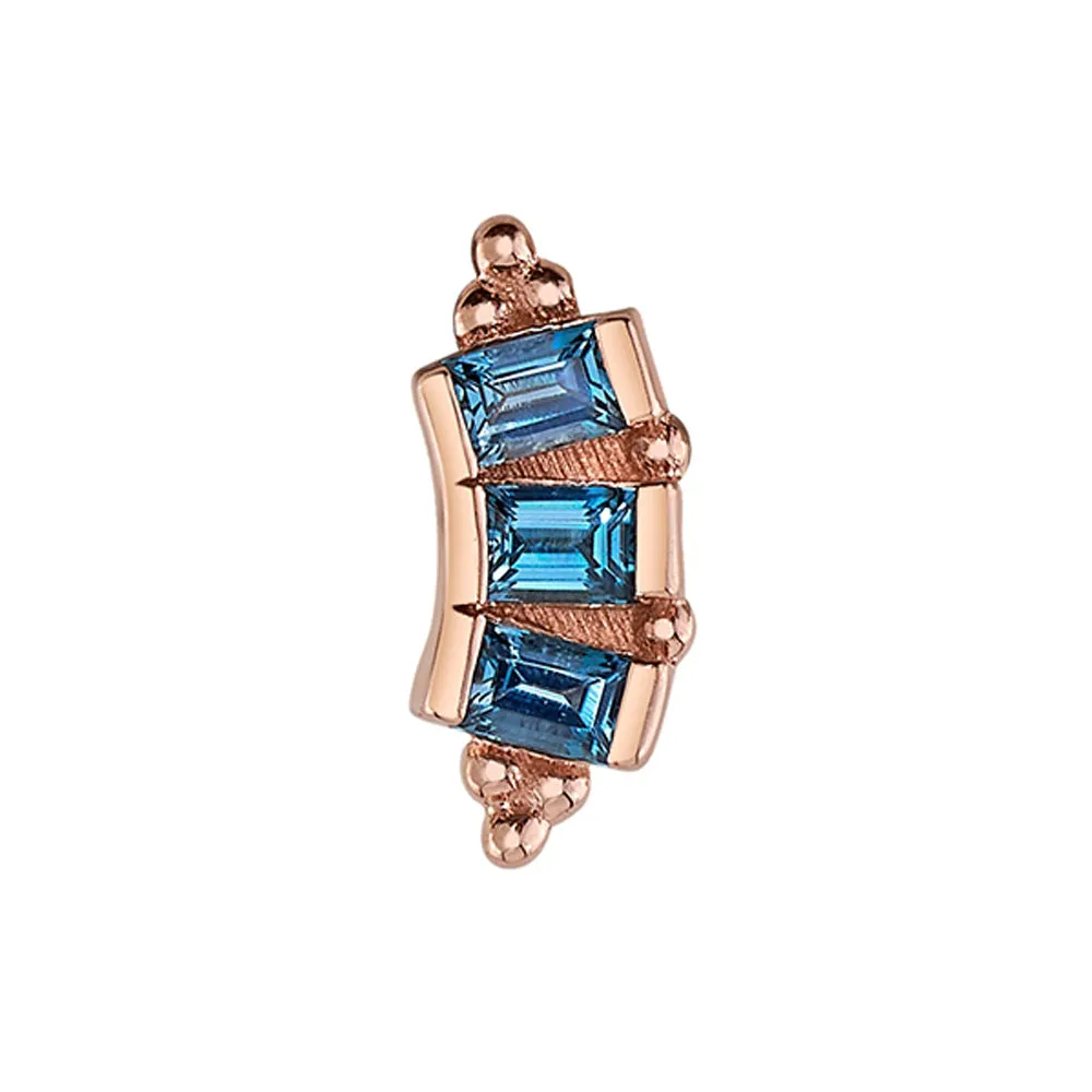 3 Gem Baguette Panaraya Threaded End in Gold with London Blue Topaz'