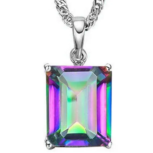 4/5 CT MYSTIC GEMSTONE 10KT SOLID GOLD PENDANT