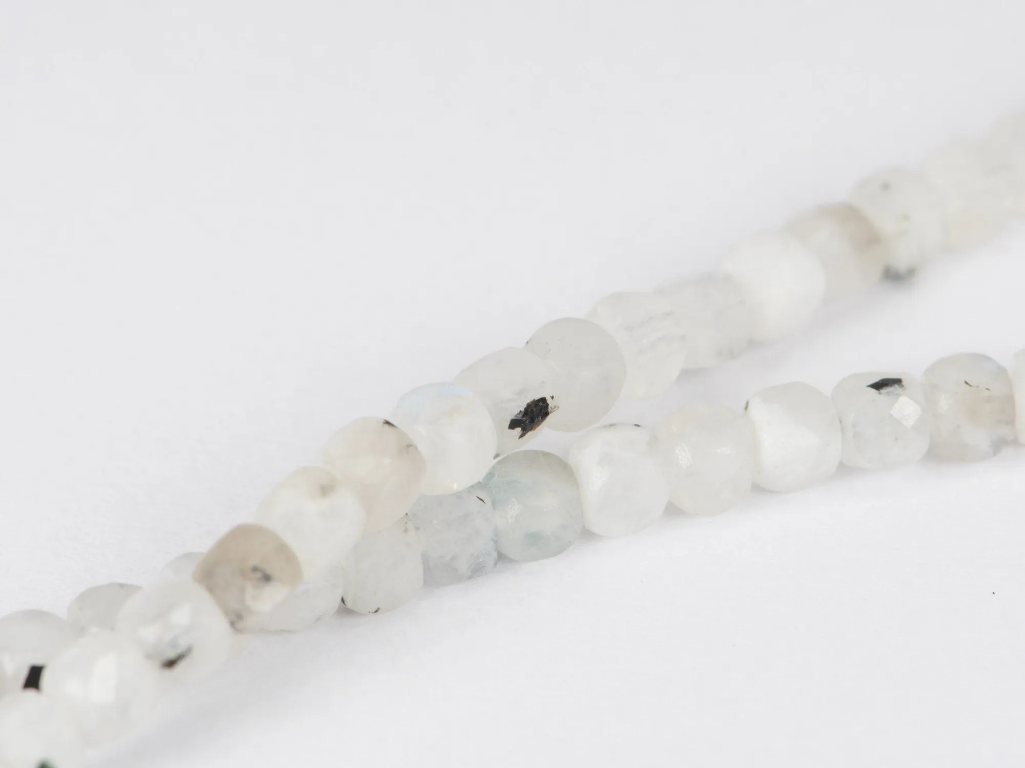 4MM Rainbow Moonstone Square Cube Bead Necklace with Gold Filled Clasp R4202