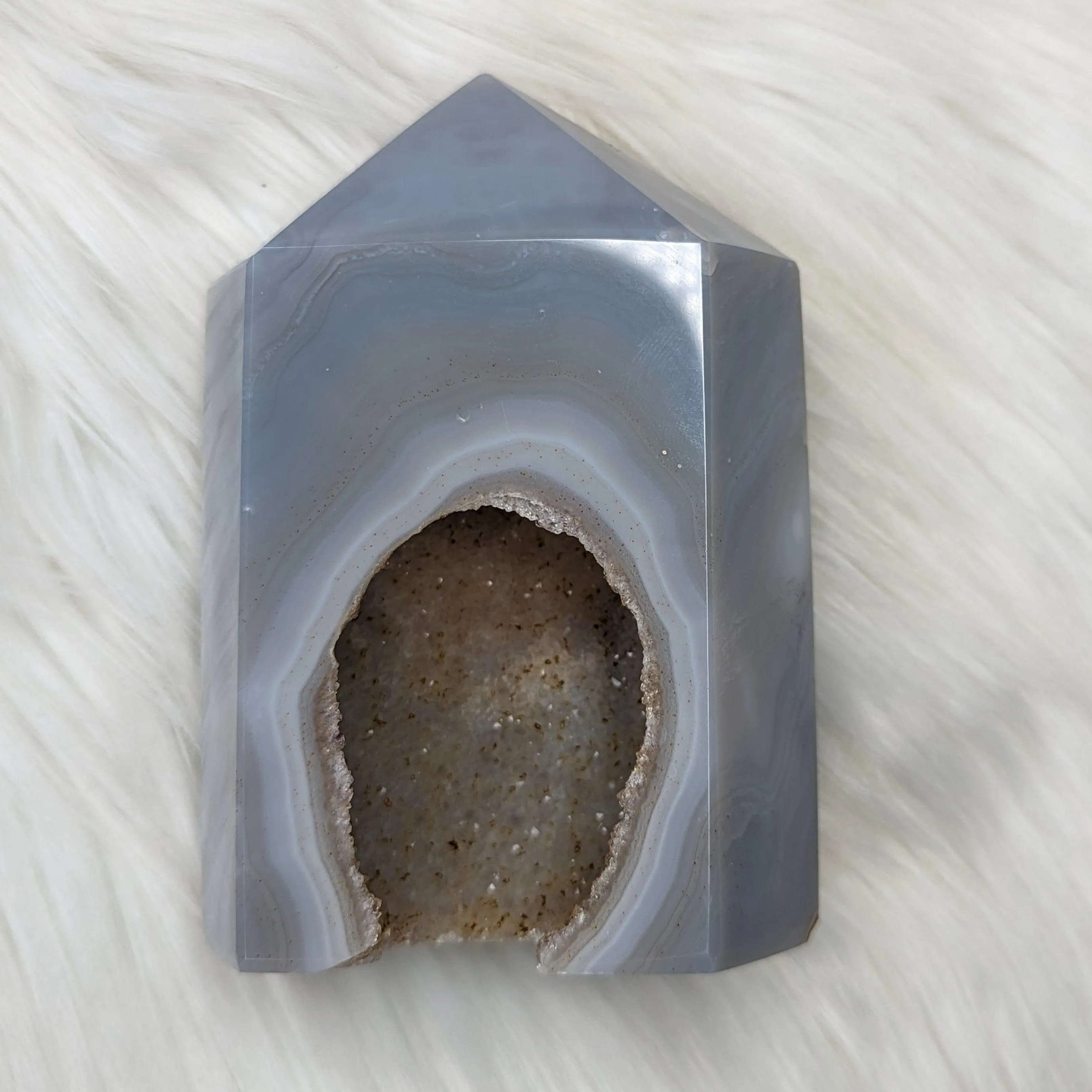 Agate Polished Point with GORGEOUS Druzy Cave ~ One of A Kind