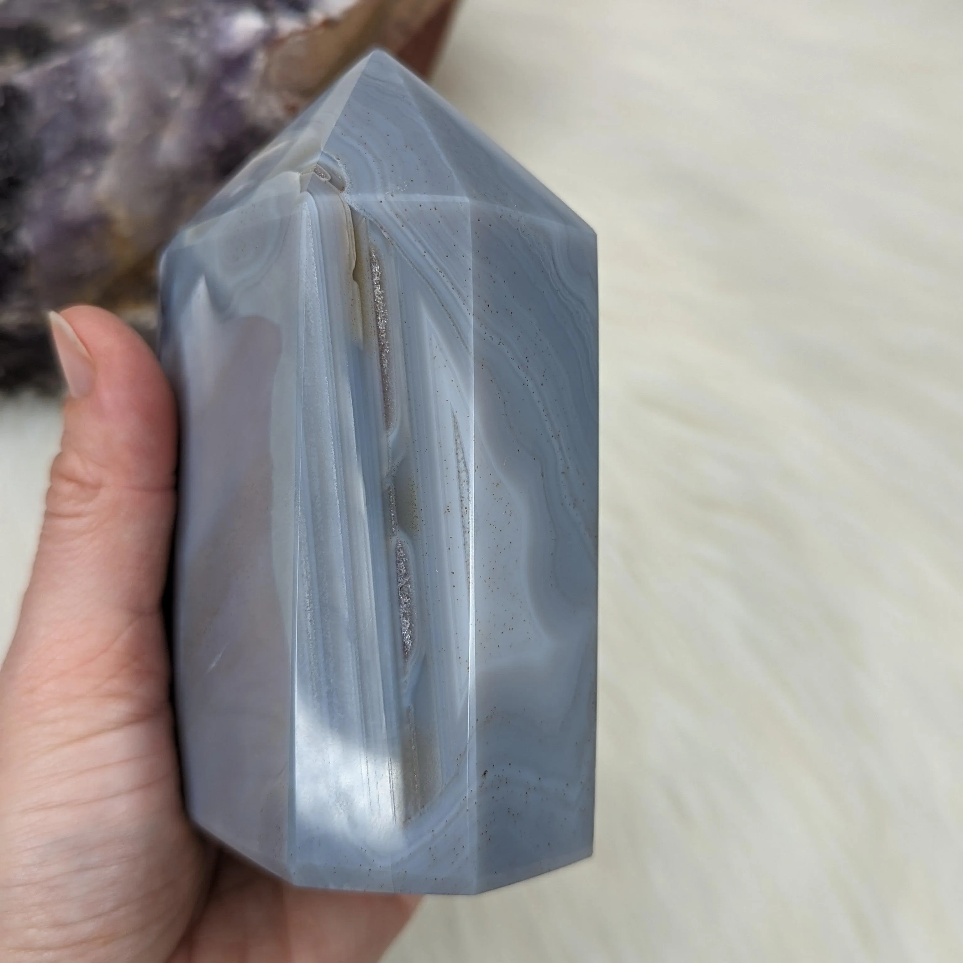 Agate Polished Point with GORGEOUS Druzy Cave ~ One of A Kind