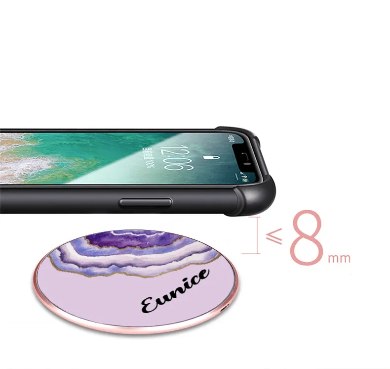 【Agate Stone】15W Ultra thin FastWireless Charger Pad 瑪瑙石紋名字無線差電板