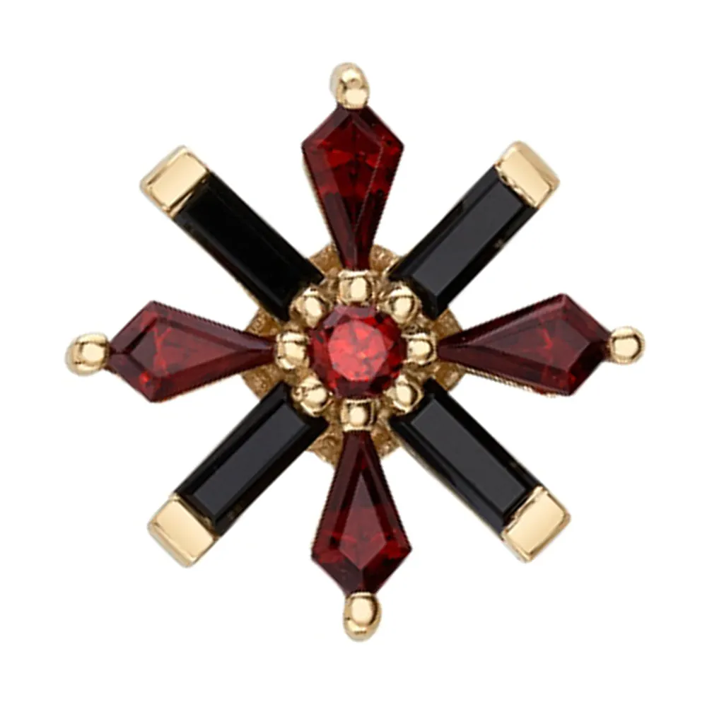 Akira Threaded End in Gold with Onyx & Garnet