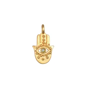 Ancient Hamsa Blue Topaz Charm