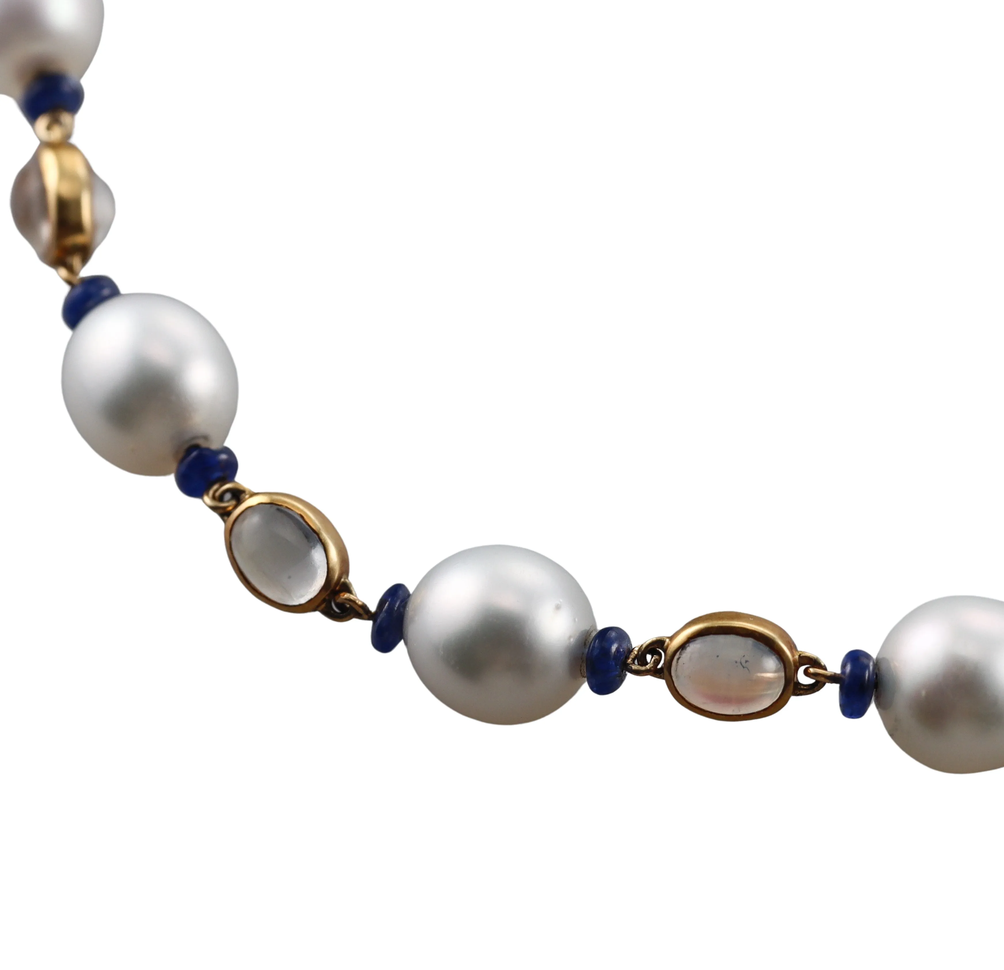 Assael South Sea Pearl Sapphire Moonstone Gold Necklace