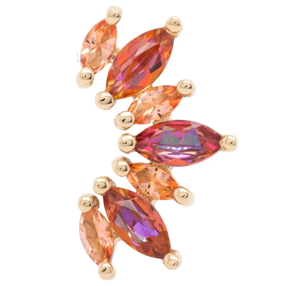 Athena Threaded End in Gold with Peach Topaz' & Anastasia Topaz'