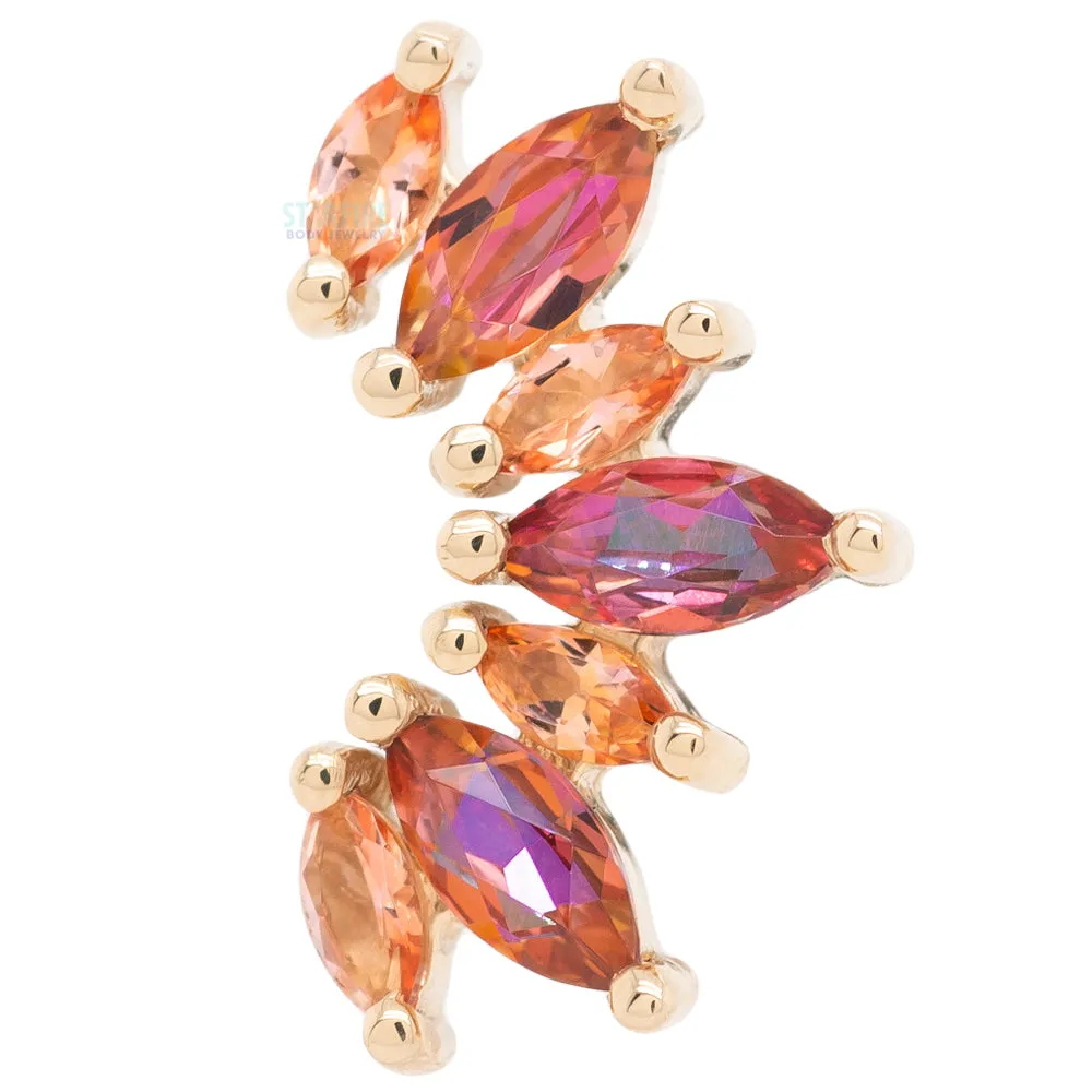 Athena Threaded End in Gold with Peach Topaz' & Anastasia Topaz'