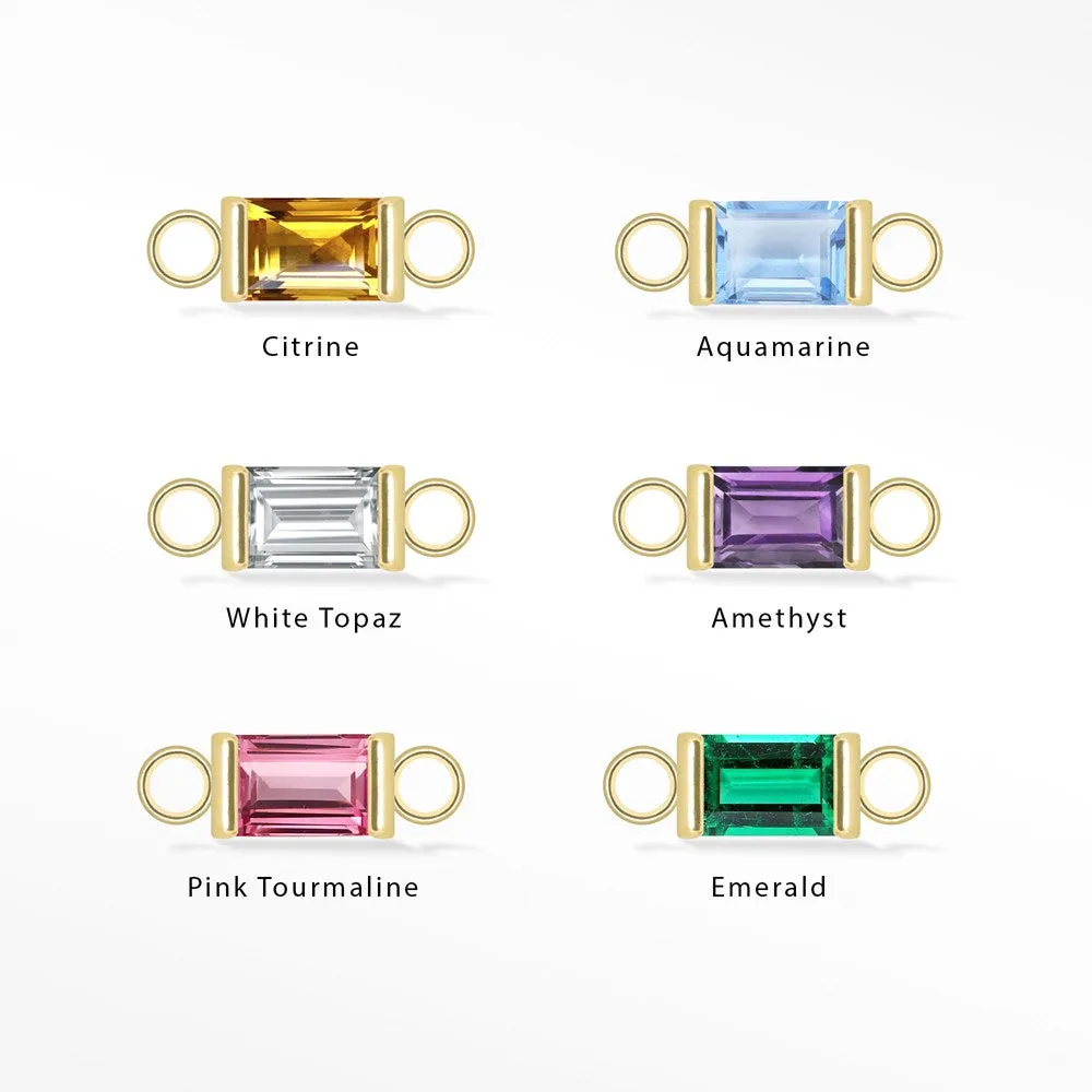 Baguette 5x3mm Natural Gemstone Gold 14K Connectors for Permanent Jewelry