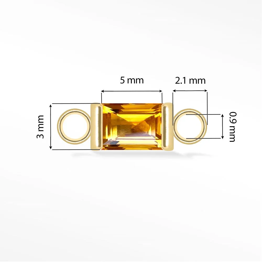 Baguette 5x3mm Natural Gemstone Gold 14K Connectors for Permanent Jewelry