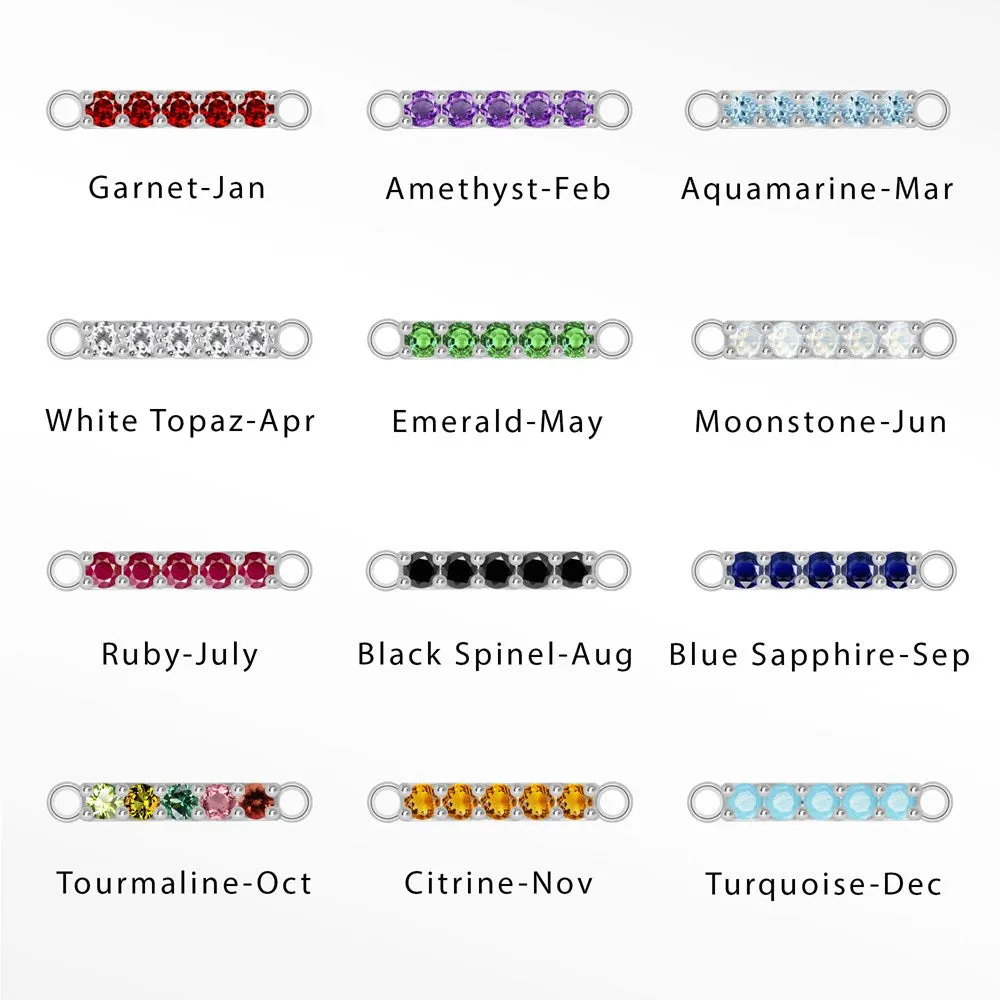 Bar Natural Gemstone 11.5mm 5k White Connectors Pack of 12 Birthstones for Permanent Jewelry