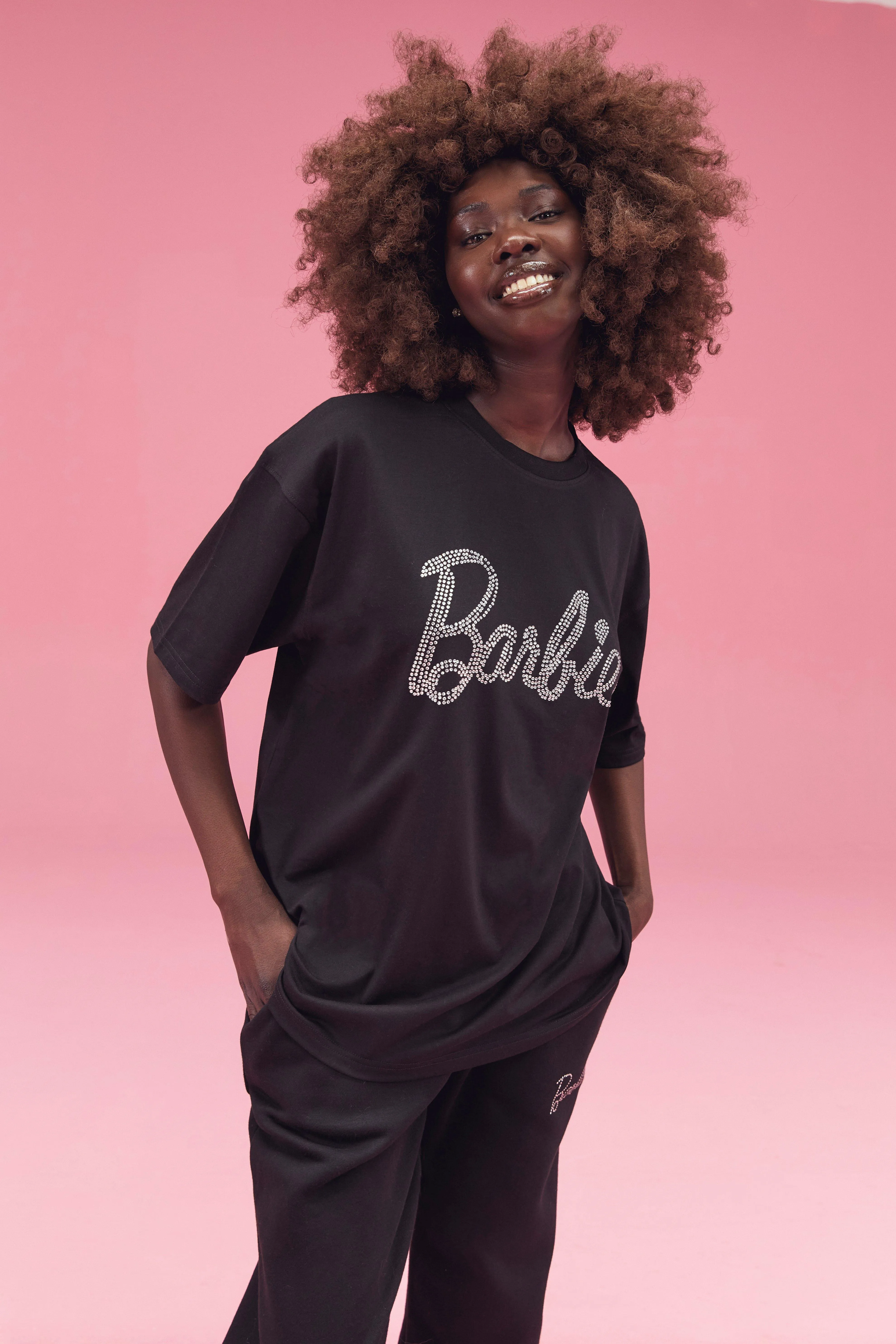 Barbie Rhinestone Oversized T-Shirt