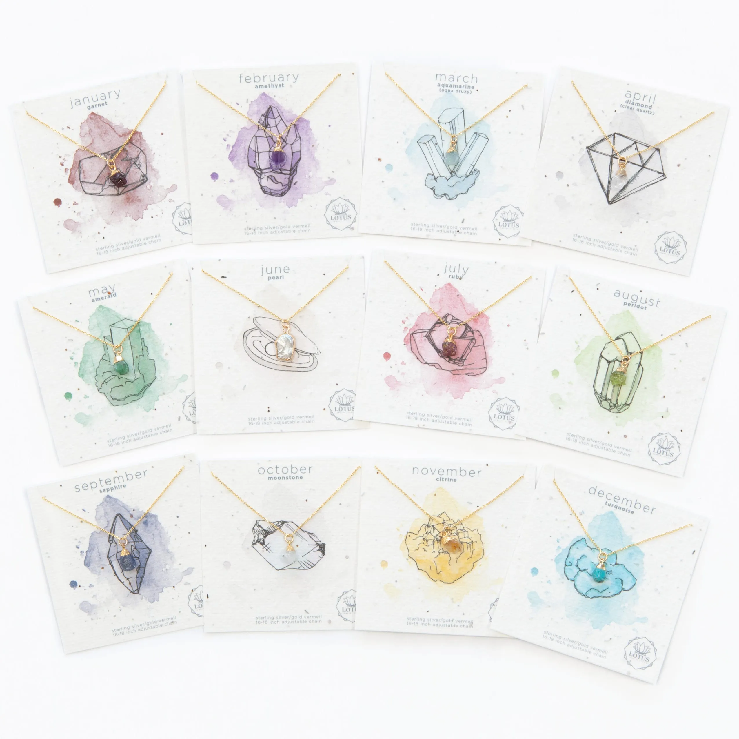 Birthstone Mineral Necklace Package