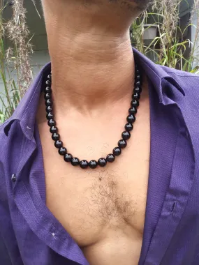 Black Onyx Necklace - 12mm Onyx Beads - Emf Protection - Protection Stones 22 inch