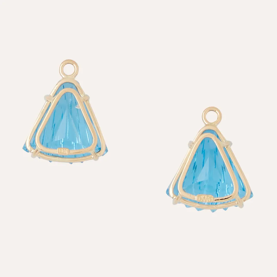 Blue Topaz Carved Fan Earring Drops