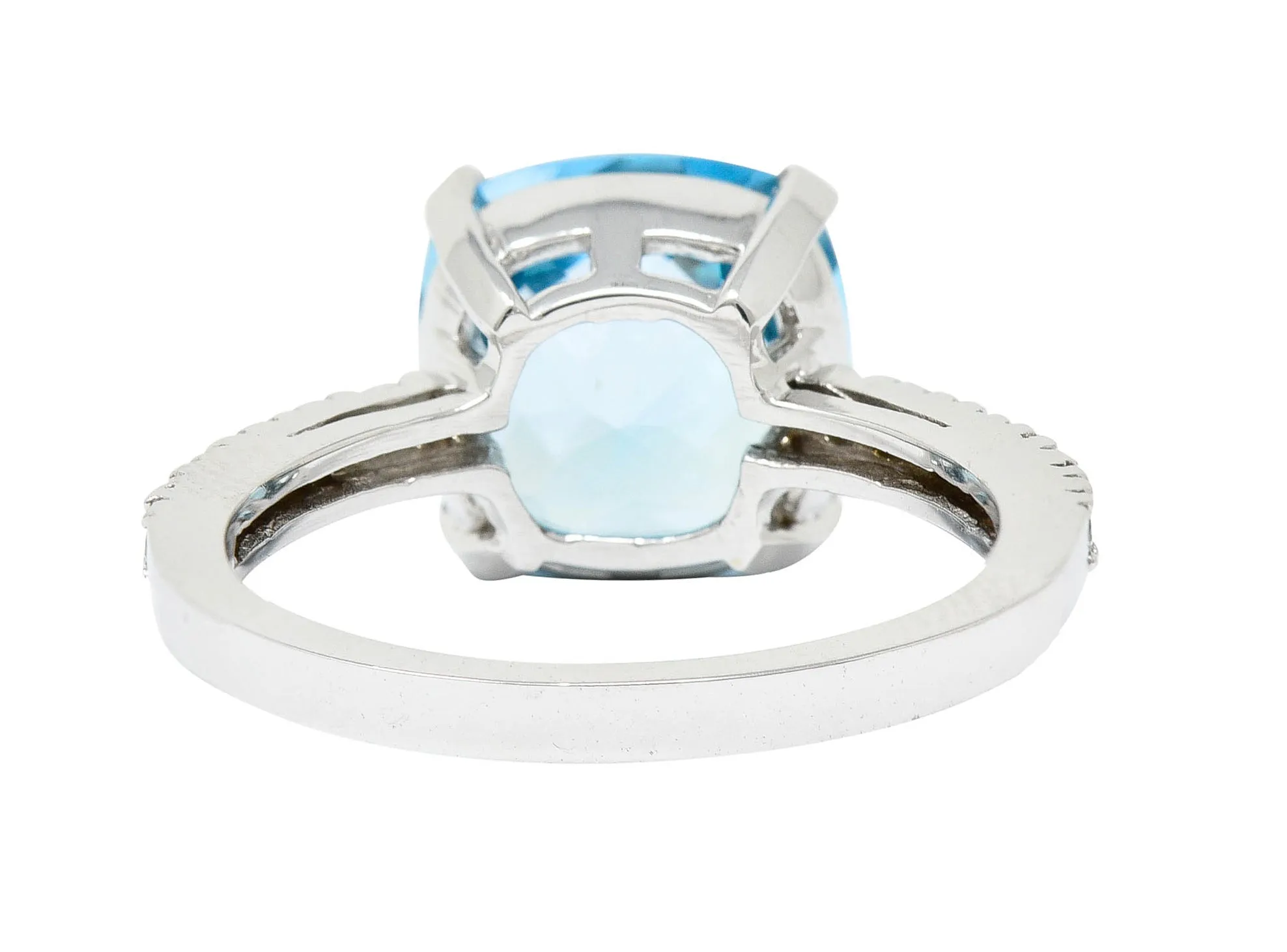 Blue Topaz Diamond 18 Karat White Gold Gemstone Ring