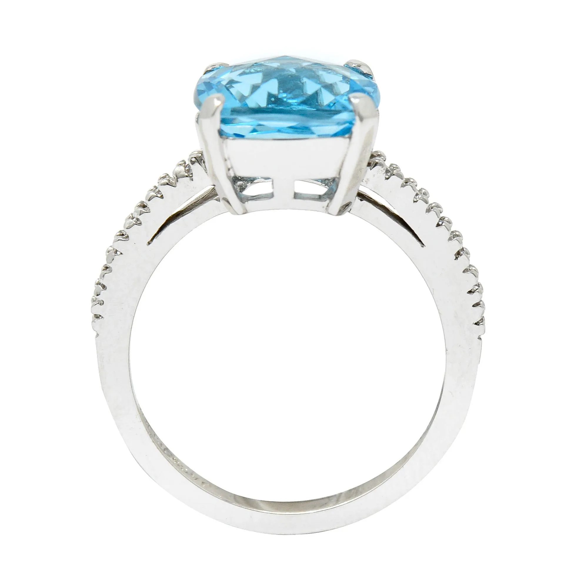 Blue Topaz Diamond 18 Karat White Gold Gemstone Ring