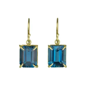 Blue Topaz Emerald Cut Earrings