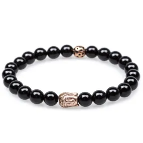 Borobudur Onyx Rose Gold Buddha Bracelet