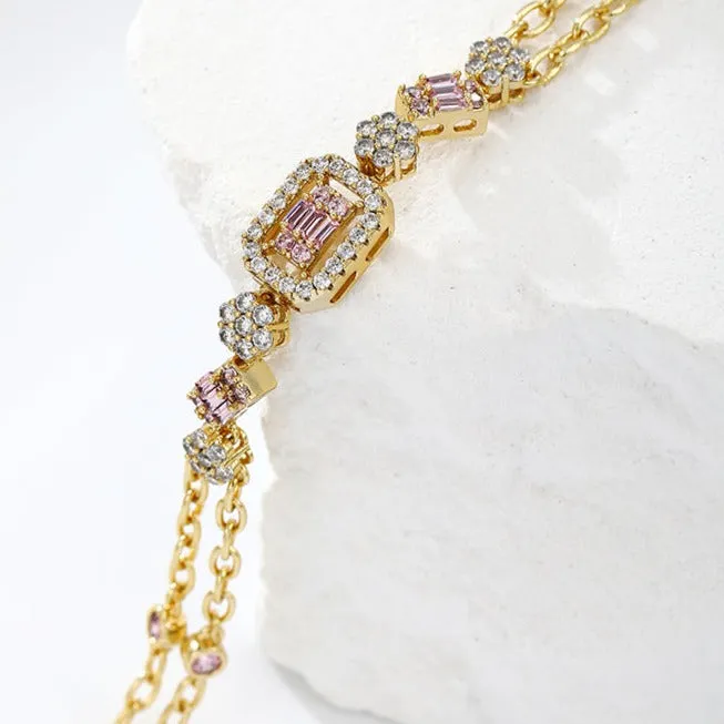 Bracelet with Zircon Gemstone for Her 18K Gold Plated