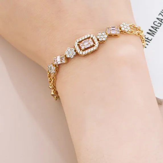 Bracelet with Zircon Gemstone for Her 18K Gold Plated