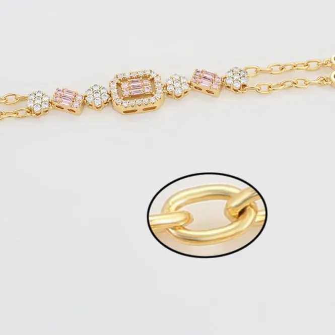 Bracelet with Zircon Gemstone for Her 18K Gold Plated