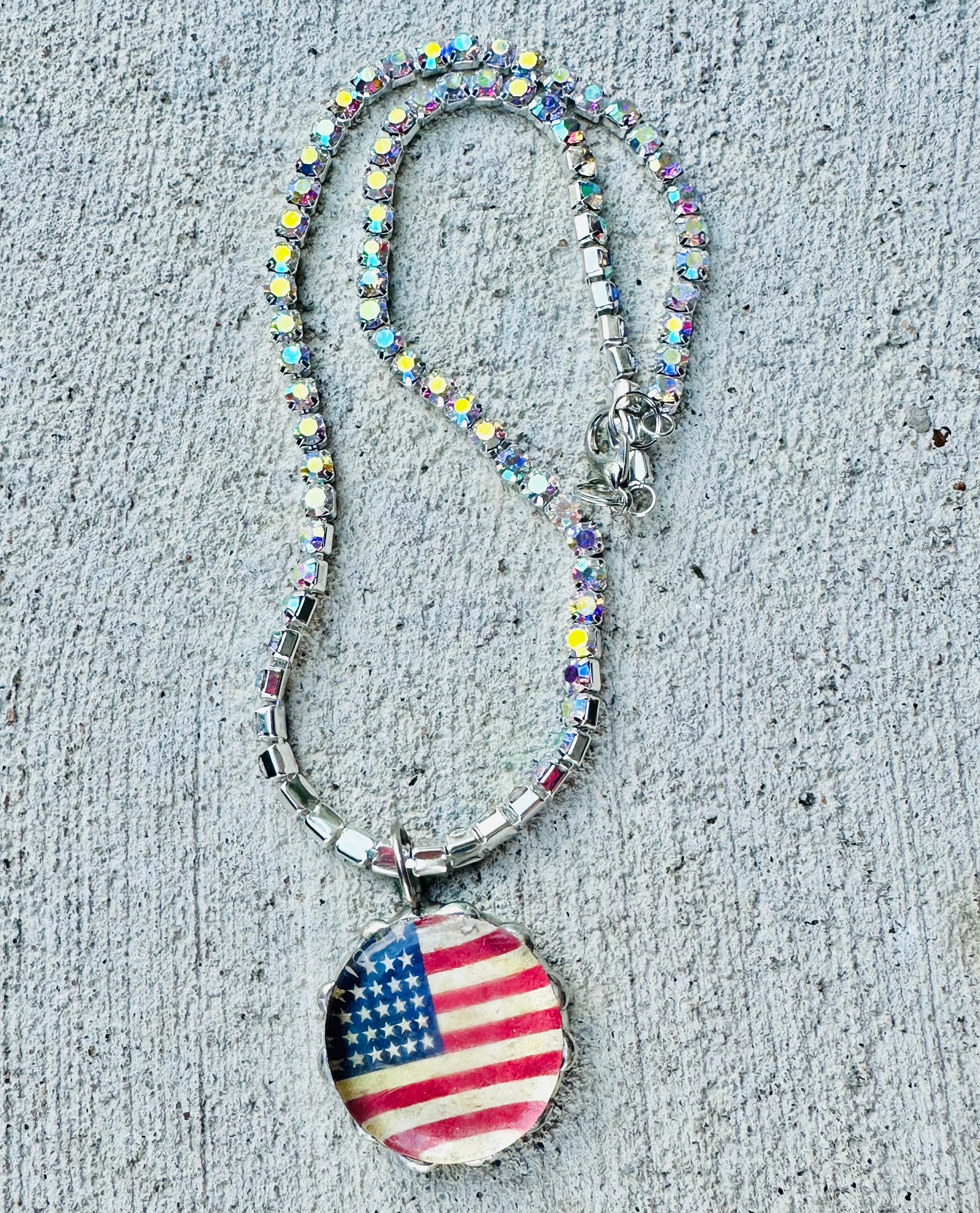 Bubble Flag Rhinestone Necklace