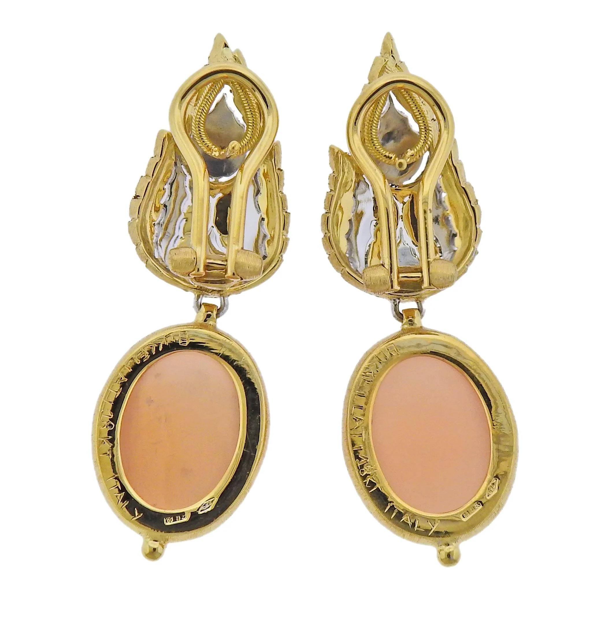 Buccellati Peach Moonstone Gold Drop Earrings