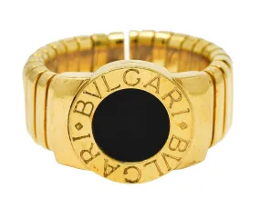 Bulgari Onyx 18 Karat Yellow Gold Tubogas Vintage Ring