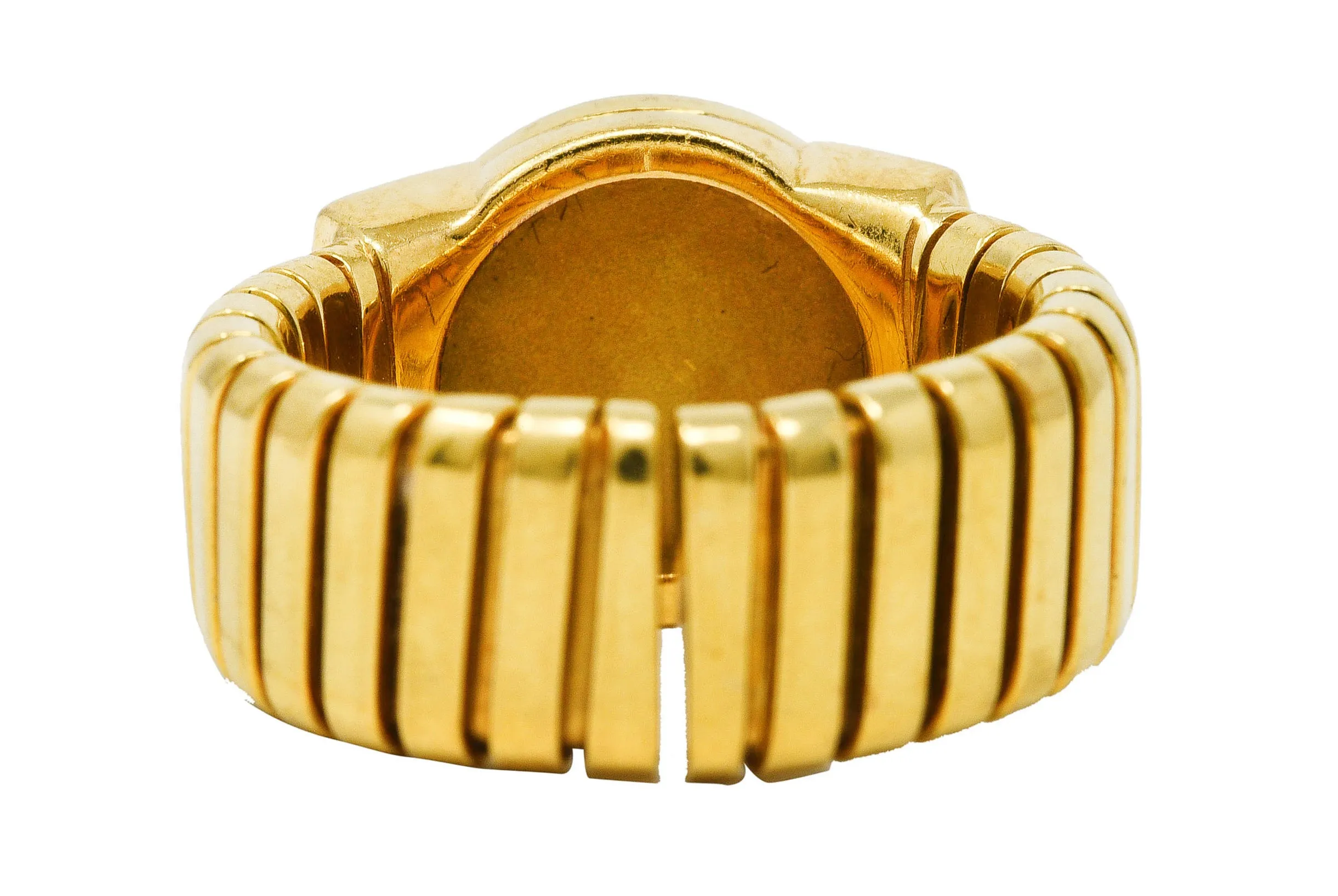 Bulgari Onyx 18 Karat Yellow Gold Tubogas Vintage Ring