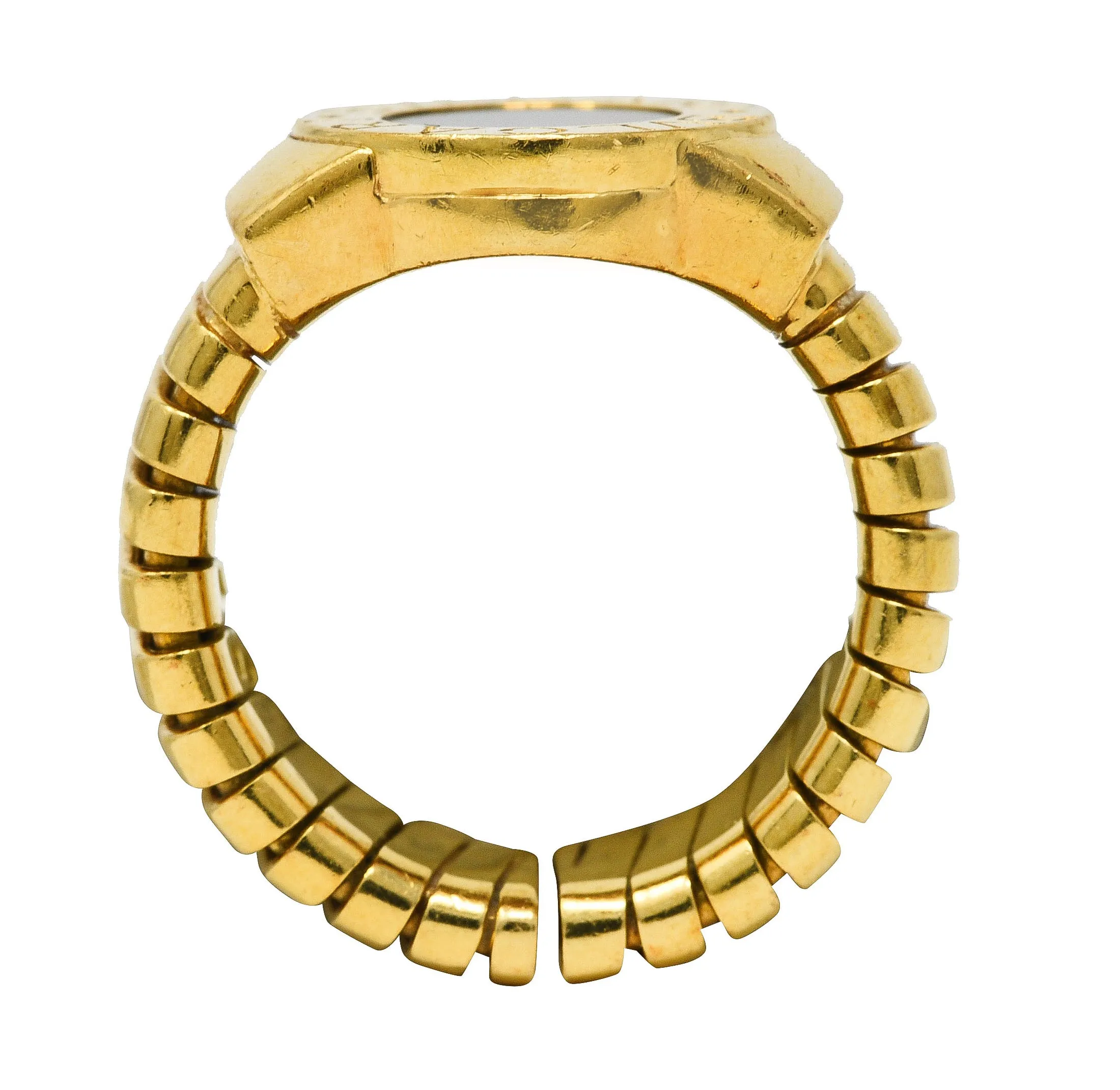 Bulgari Onyx 18 Karat Yellow Gold Tubogas Vintage Ring