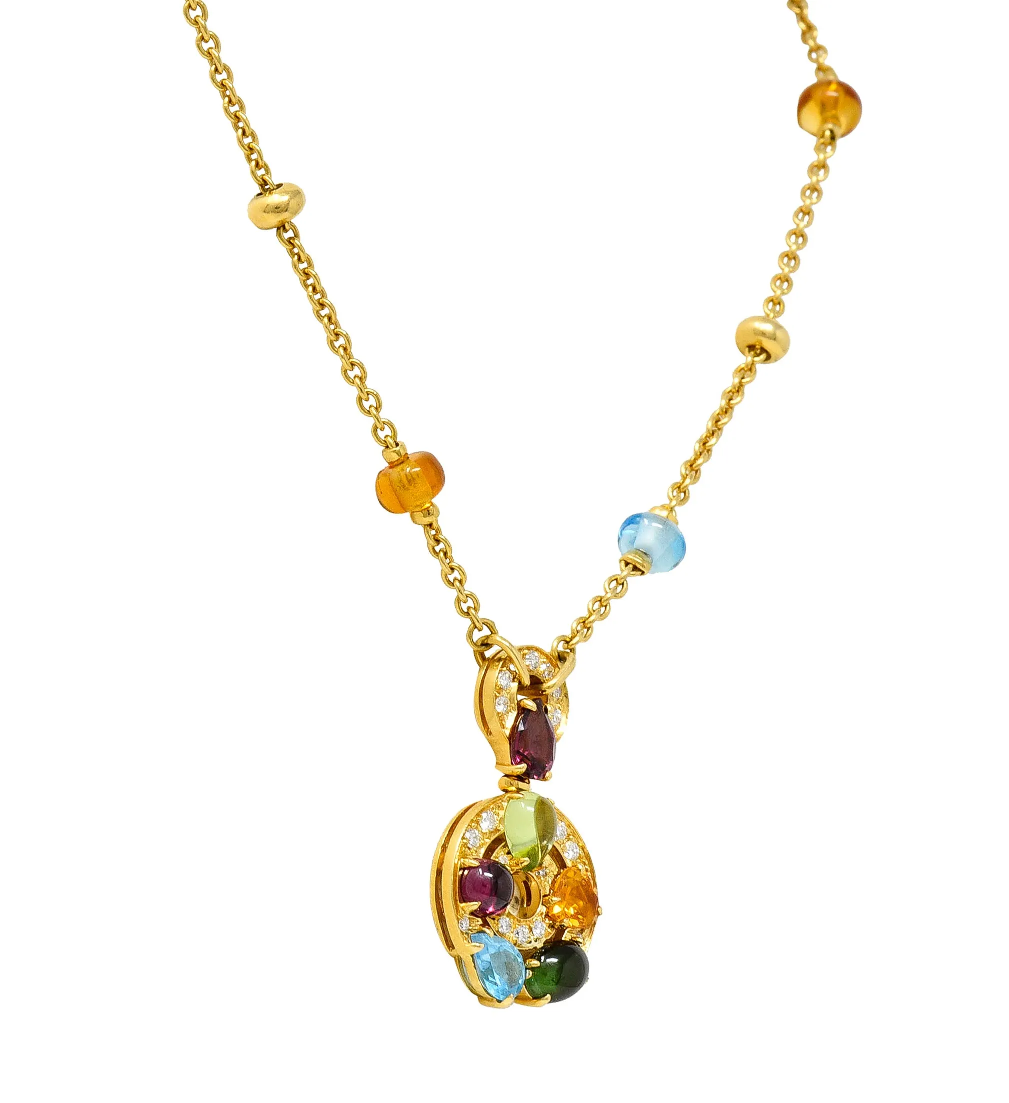 Bulgari Topaz Tourmaline Peridot Garnet Citrine Diamond 18 Karat Yellow Gold Multi-Gem Allegra Necklace