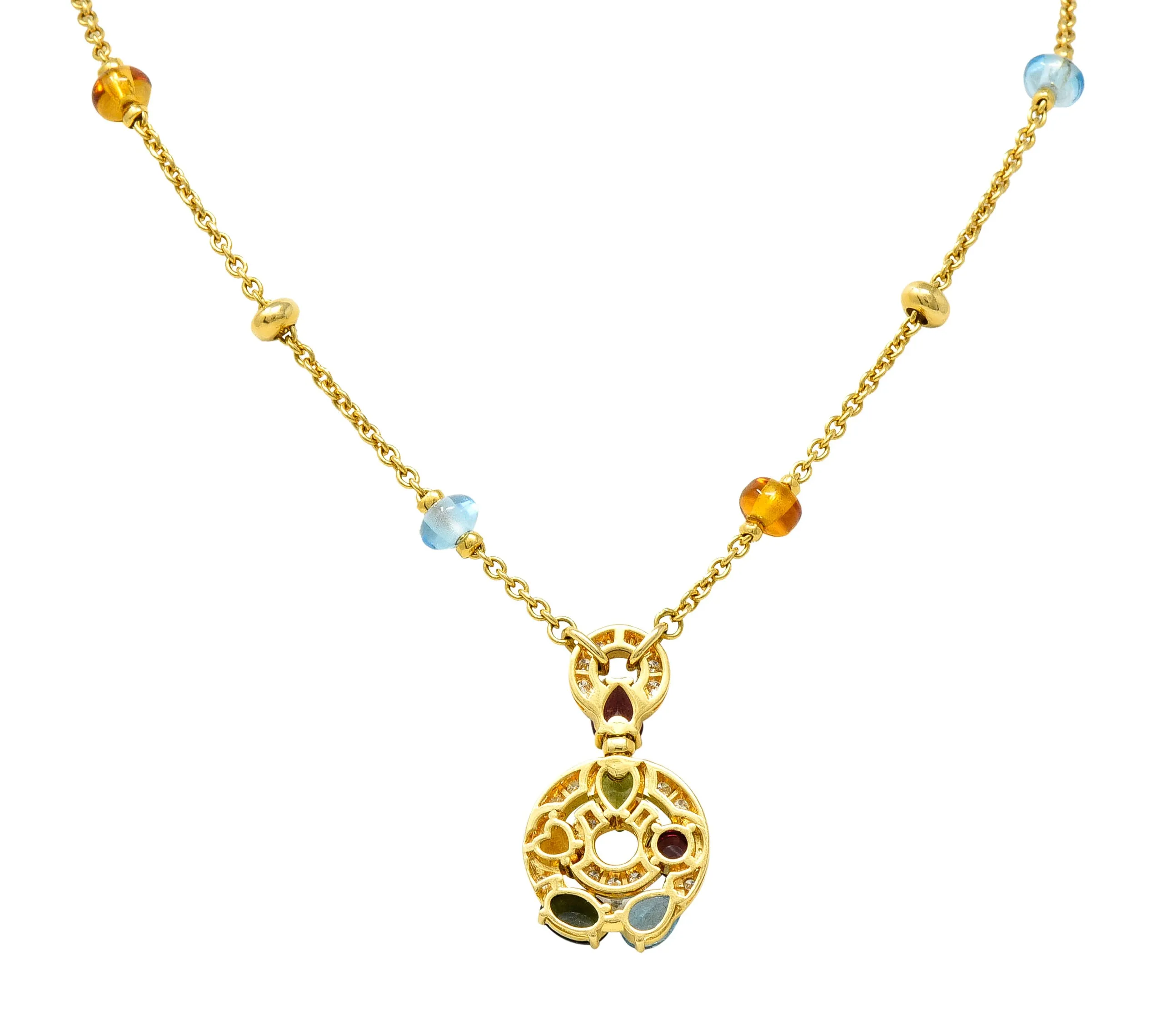 Bulgari Topaz Tourmaline Peridot Garnet Citrine Diamond 18 Karat Yellow Gold Multi-Gem Allegra Necklace