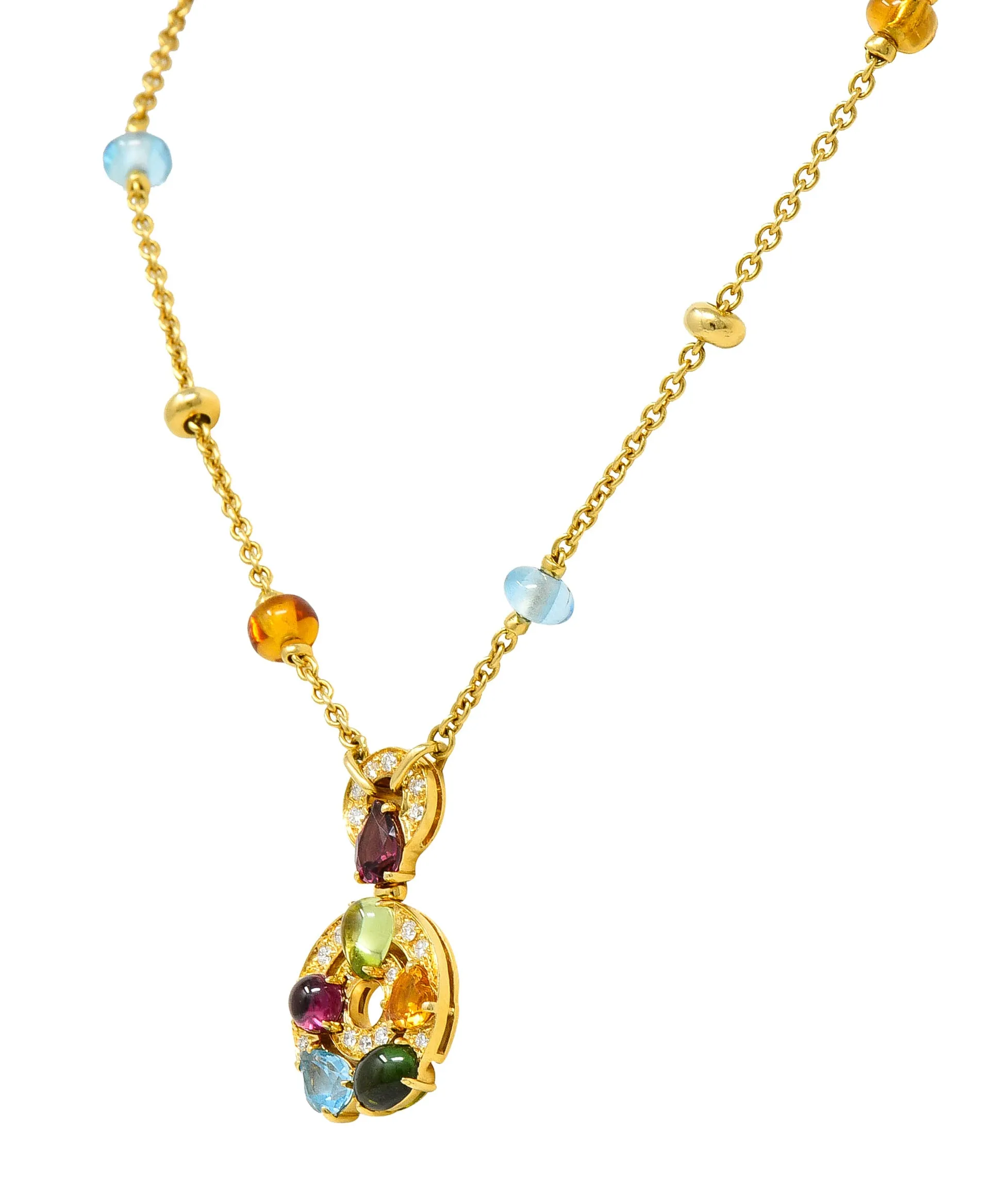 Bulgari Topaz Tourmaline Peridot Garnet Citrine Diamond 18 Karat Yellow Gold Multi-Gem Allegra Necklace