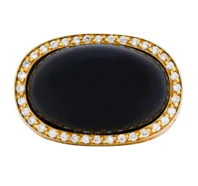 Carrera y Carrera Black Onyx 0.40 CTW Diamond 18 Karat Yellow Gold Cocktail Ring