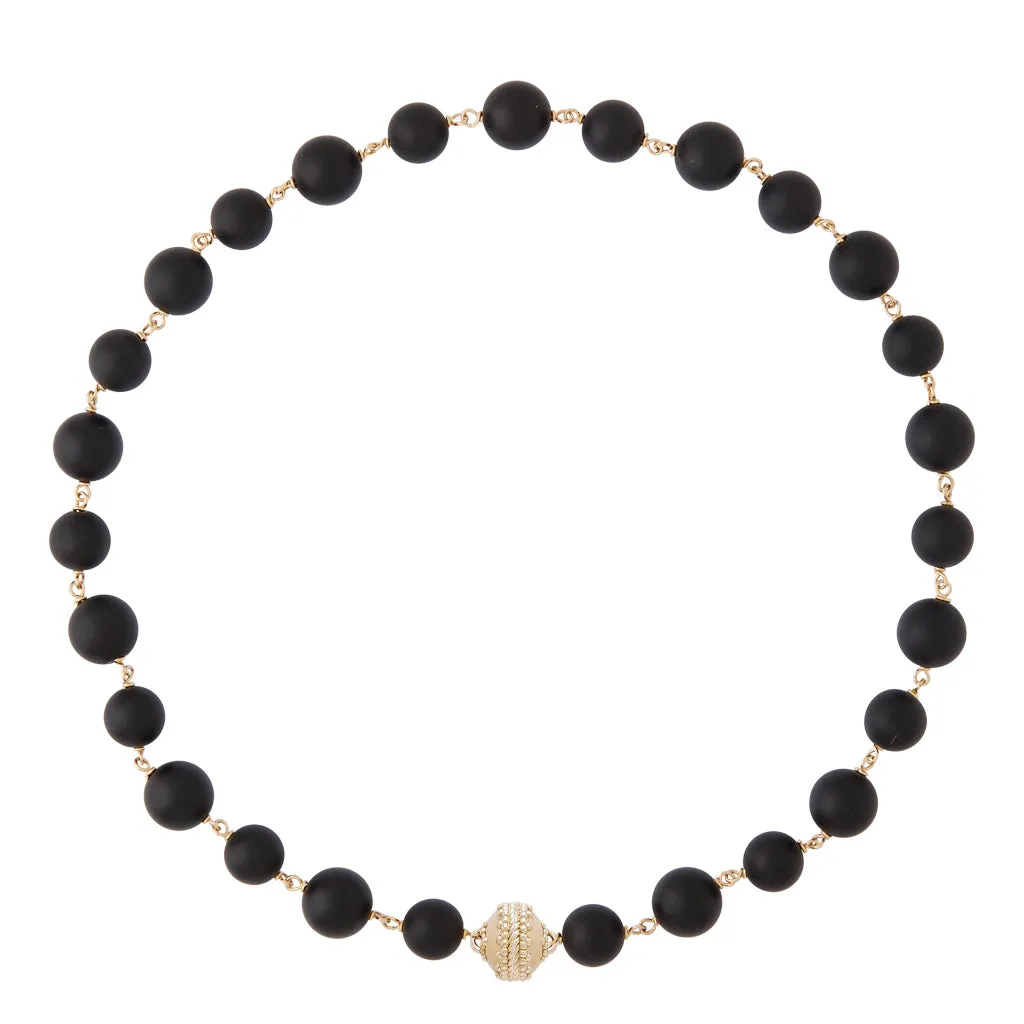 Caspian Victoire Matte Black Onyx 12-14mm Necklace