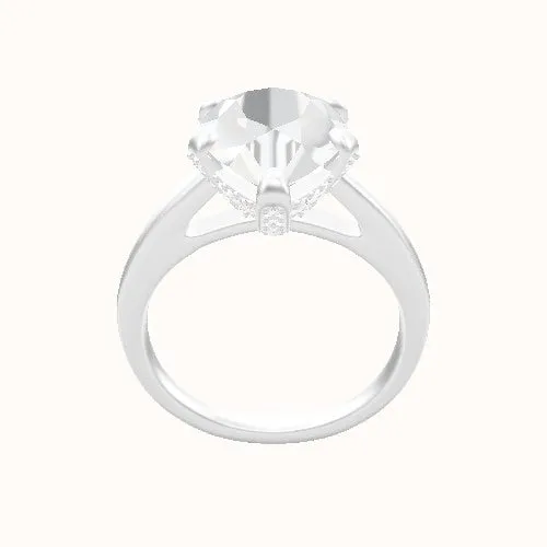 Cathedral Engagement Ring With Pave Basket Head