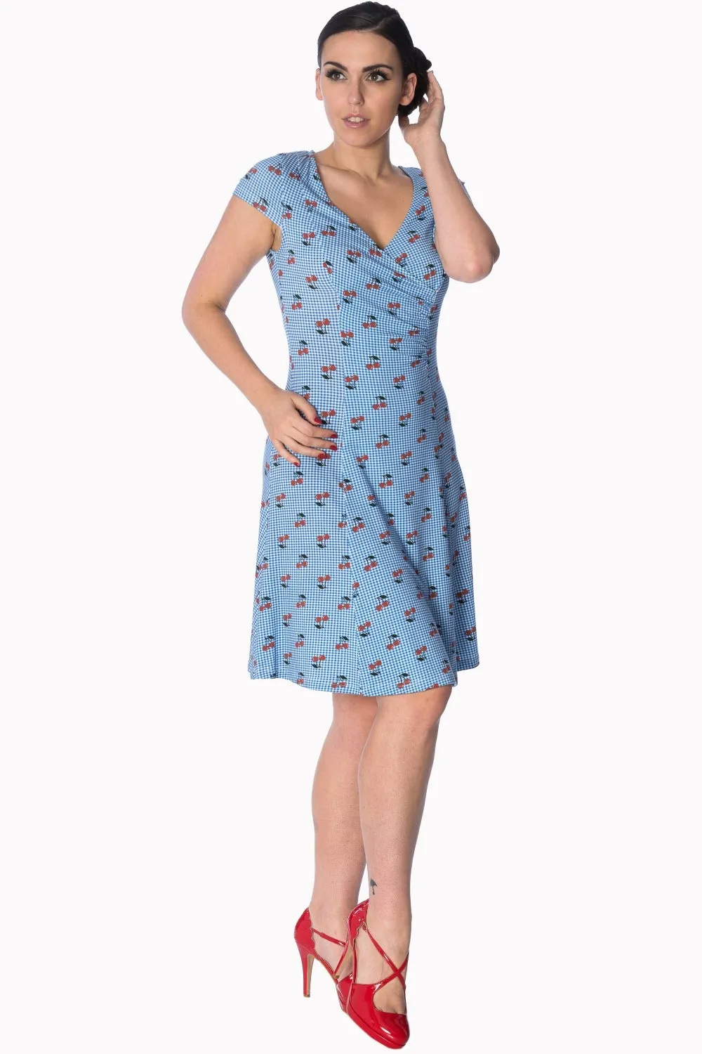 CHERRY LOVE WRAP OVER DRESS