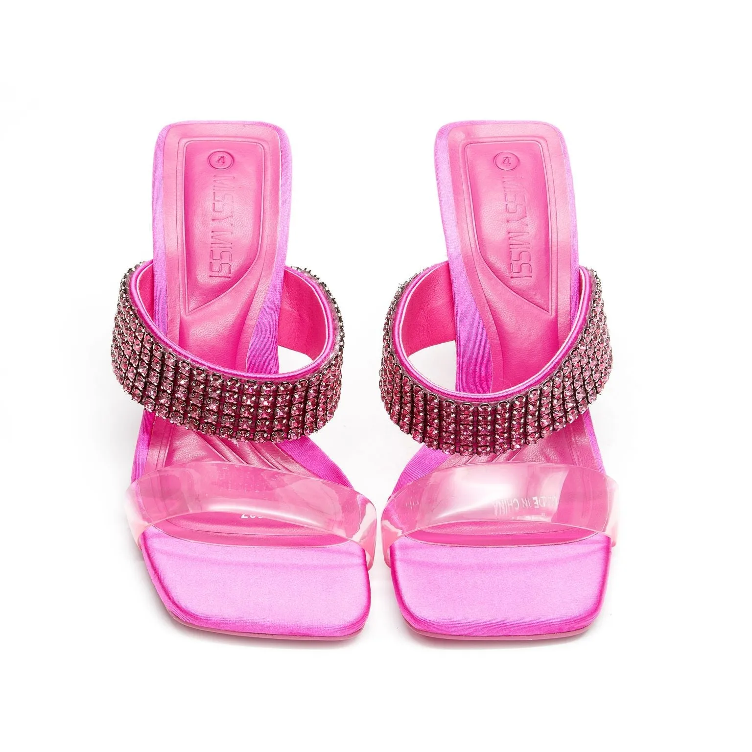 Classy Rhinestone Short Heel Sandals