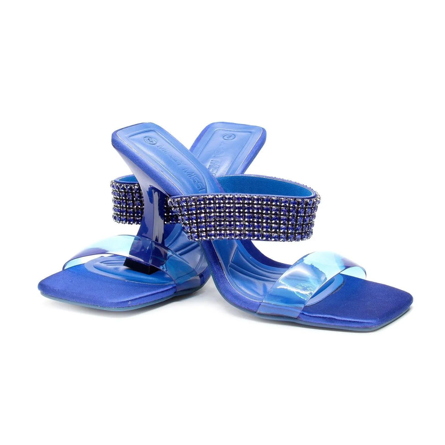 Classy Rhinestone Short Heel Sandals