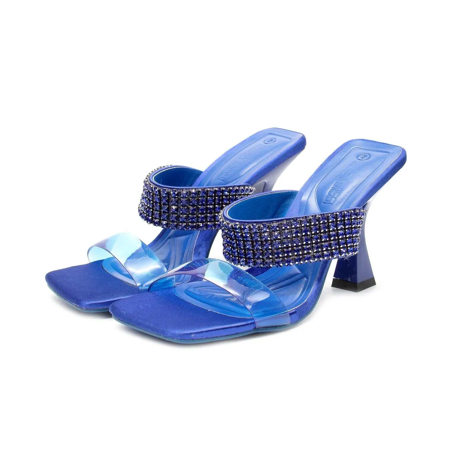 Classy Rhinestone Short Heel Sandals